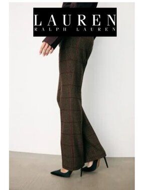 Lauren Ralph Lauren Black Label Plaid Tartan Wool Trouser Pant Brown Green Sz 10